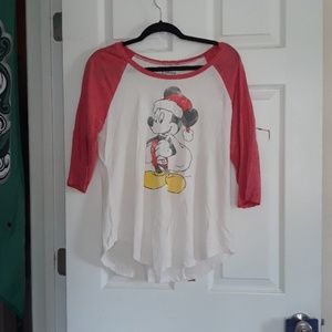 Santa Mickey Mouse Baseball Ringer Disney